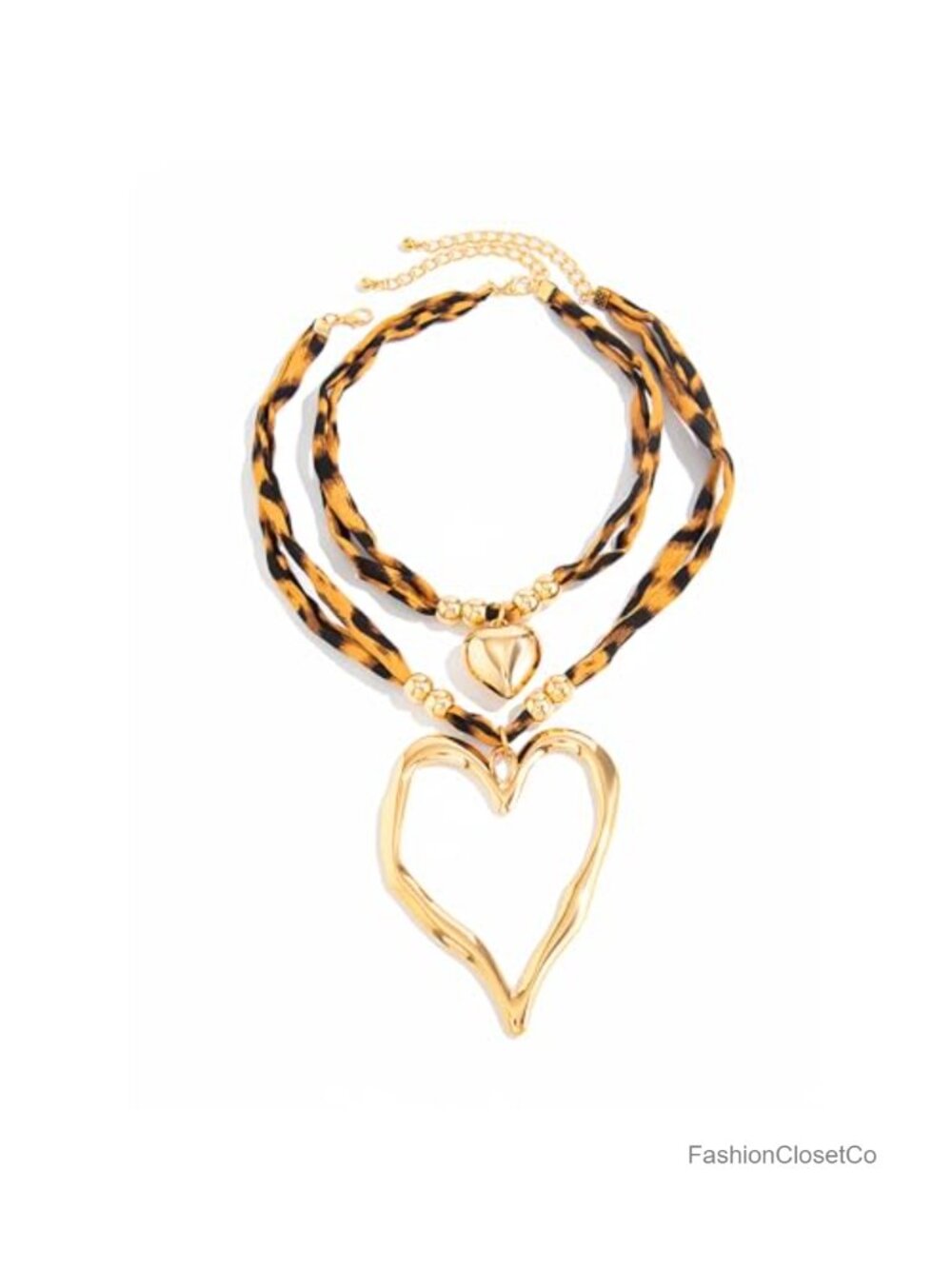Chunky Gold Heart Pendant Necklace Large Statement Choker Jewelry for Women